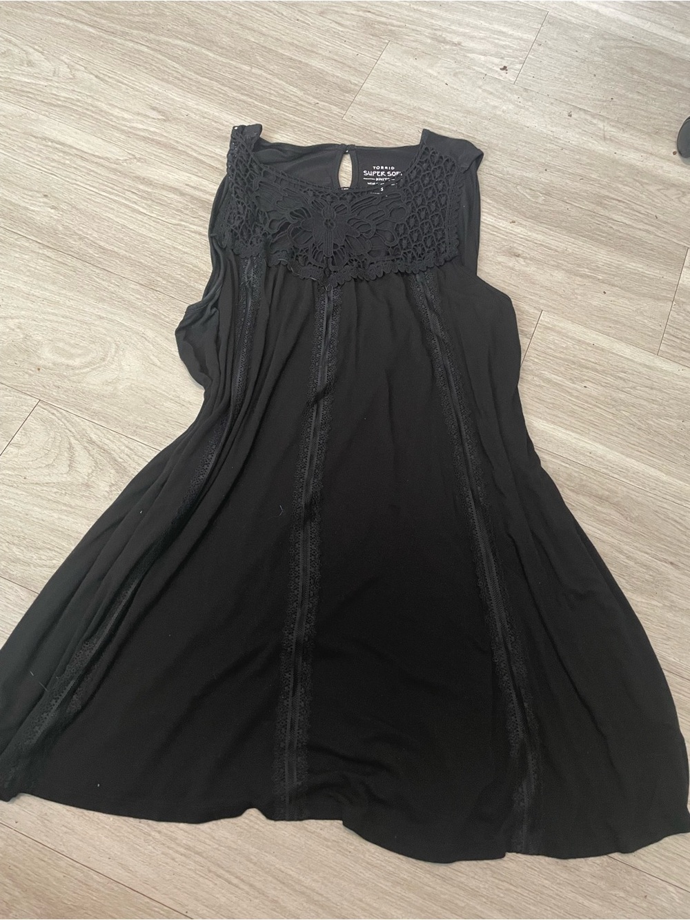 torrid Black Crochet Yoke Mini Dress